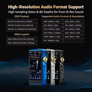 Hidizs AP80 PRO MAX: Hi-Res MP3 плеєр з Bluetooth, Wi-Fi, DLNA, AirPlay, DAC ES9219C, MQA 16X, DSD256, PCM 384kHz, підтримка SD до 2TB, Чорний