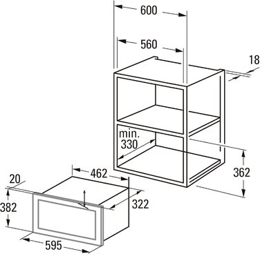 Вбудована мікрохвильова піч CATA MMA 20 WH 20L з грилем, таймером та нержавіючою сталею, 9 функцій, Ø24,5 см, білий колір