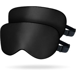 Набір 2 шт. Шовкові маски для сну OLESILK з регулюванням, 100% шовк тутового дерева, для жінок та чоловіків, унісекс, для дому та подорожей, чорний + чорний