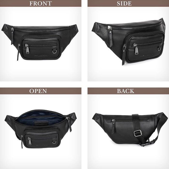 Чоловіча поясна/стегнова сумка Marc Peter® Varadero з натуральної шкіри Наппа, чорна | Сумка на пояс для чоловіків та жінок | Сумка через плече, шкіряна | Hip Bag, Crossbody Bag