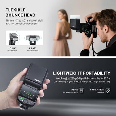 Спалах для камери Godox V480N TTL з сенсорним екраном, GN50, HSS 1/8000s, для Fujifilm