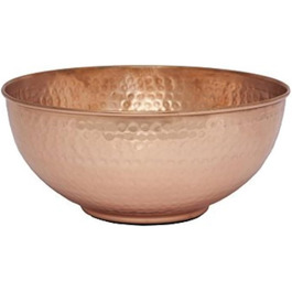 GoCraft Mixing Bowl made of pure copper with hammered finish for salad, egg-beating, decorative, and kitchen serving purposes, 7.5 inches, medium-sized