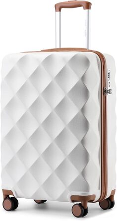 Чемодан British Traveller Hartschalenkoffer Groß, 74.5 x 49 x 30.5 см, з ABS + PC, TSA-замок, 4 колеса, для подорожей та бізнесу (Крем, M)