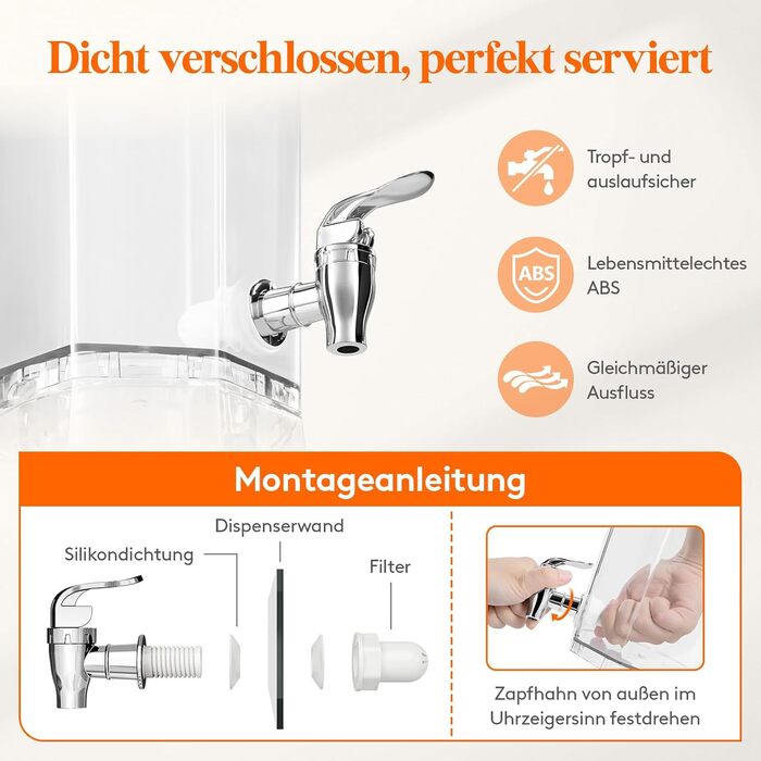 Диспенсер для напоїв Lifewit 4L з краником та підставкою, пластиковий диспенсер для води, лимонаду, соку, для вечірок та буфетів