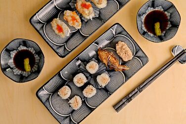 Набір для суші Elush: 2 тарілки, 2 миски для соусу, 2 пари паличок, 2 підставки, кераміка, японський стиль