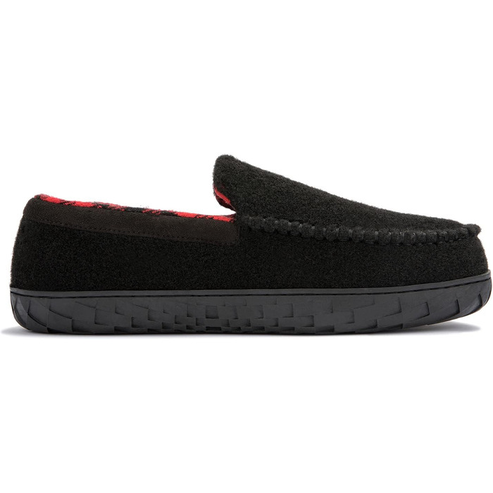 Чоловічі домашні тапочки NewDenBer, мокасини з піною пам'яті, теплі та зручні, з неслизькою гумовою підошвою, 42 EU, чорний/червоний