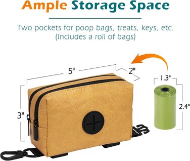 Диспенсер для собачих відходів PetBonus з водонепроникним корпусом, міцна сумка для ласощів та 15 відходів (колір: коричневий)