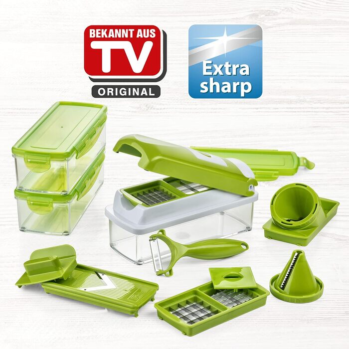 Набір для нарізки овочів Genius Nicer Dicer Smart Julietti (16 частин) - нарізач, спіралізатор, тертка, для нарізки кубиками, соломкою, слайсами, ручна модель