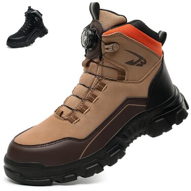 Черевики безпеки чоловічі та жіночі, водонепроникні робочі черевики, легкі, антиковзаючі, з поворотним закриттям, з металевим носком, 40 EU, C26, Хакі