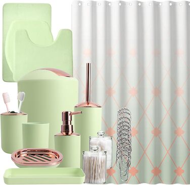 Набір аксесуарів для ванної кімнати, 9 предметів: сміттєвий бак, дозатор мила, мильниця, щітка для унітазу, тримач для зубних щіток, попільниця, піднос, контейнер для ватних паличок, органайзер для стільниці та подарунок на новосілля