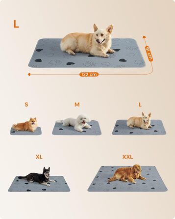 Підстилка для собак Feandrea, 2 шт., XL (122 x 91 см), сіра, водонепроникна, супер вбираюча, для дому