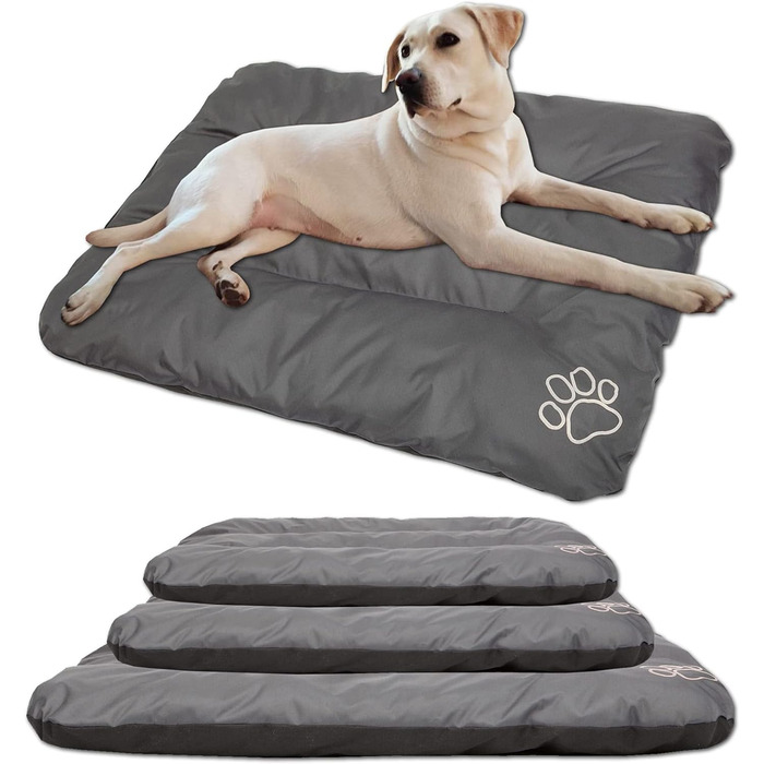 Матрац для собак, лежанка для собак великих, середніх та малих порід - водонепроникне собаче ліжко, м'яке лежання з піни, для вулиці та міцне собаче ліжко - 90x60x8 см (R2(100 x 70 см), сірий)