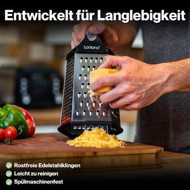 Тертка Lantana 6-стороння з контейнером - ручна тертка/хоботель/подрібнювач. 6 незамінних функцій для кухні: грубе, середнє, дрібне та мікро-терття/стругання/подрібнення.