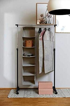 WENKO Clothes Rack, Folding, Clothes Storage with Adjustable Clothes Rail and Wheels, Plastic/Metal, 88 x 100-168 x 11-49 cm, Chrome/Grey (170 x 38 x 90 cm)