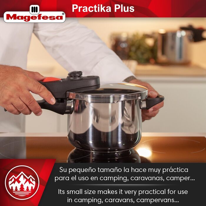 Скороварка Magefesa Practika Plus 7.5 л, нерж. сталь 18/10, індукція, енергозберігаюча, датчик тиску, безпечне закриття