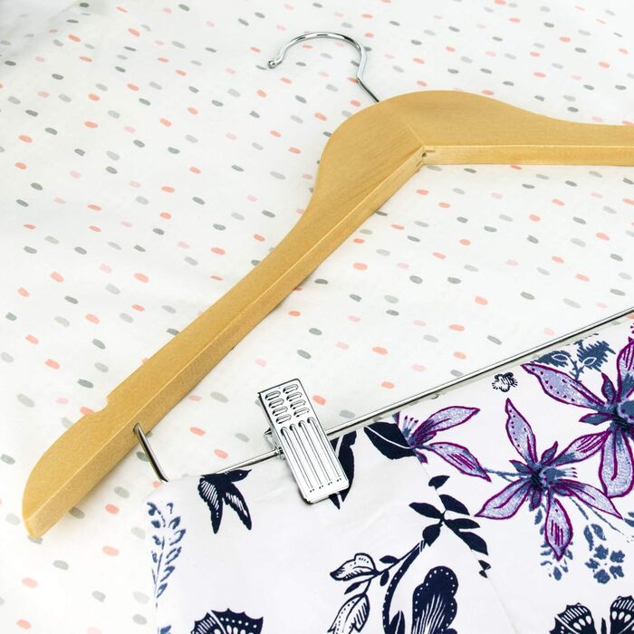 10 дерев'яних вішалок для одягу з кліпсами, натуральні кольори, 45 см - Hangerworld