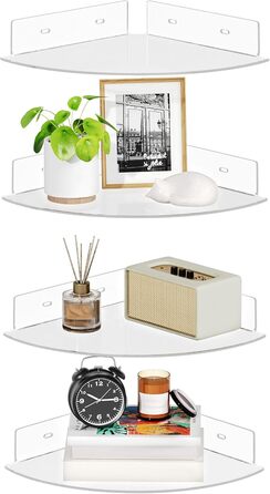 Настінні полиці Upsimples 4 шт. Білі, без свердління, 38 x 10 см, 2 способи кріплення, для ванної, спальні та кухні