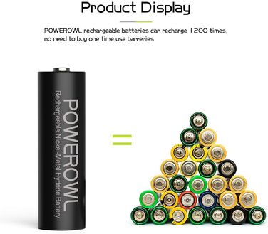 Зарядний пристрій PowerOWL для акумуляторів AA AAA з 4x AA 2800 mAh + 4x AAA 1000 mAh акумуляторами (8 шт.)