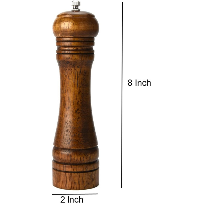 Salt and pepper mill set, wooden pepper mill, salt and pepper mill set, manual mills, solid with adjustable ceramic grinding mechanisms, 2 pieces, 8 inches (I 2 Vintage Colors)