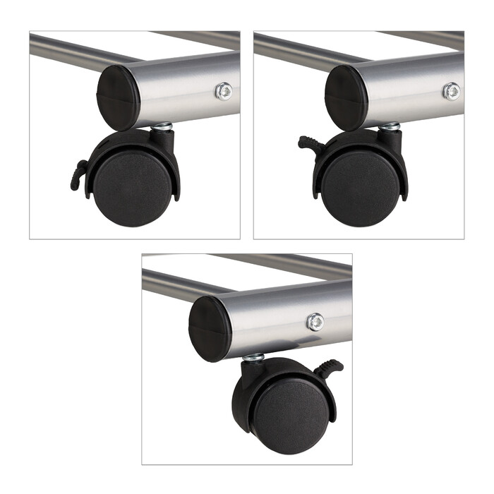 Relaxdays Silver Wardrobe with Wheels