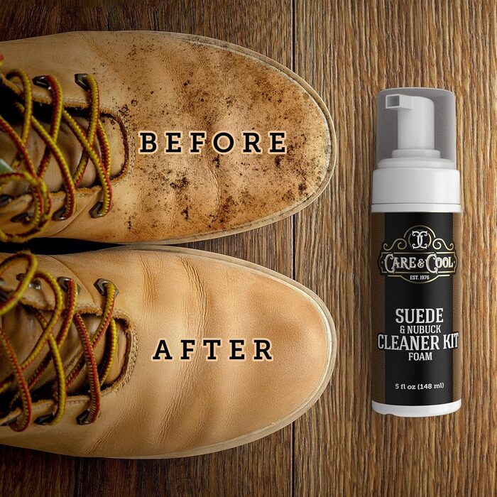 Care & Cool Cleaning Set for Suede and Nubuck, 142 g, restores color and vibrancy to shoes, boots, clothing, and furniture. Includes a high-quality boar bristle brush, Hi-Tech cloth, and...