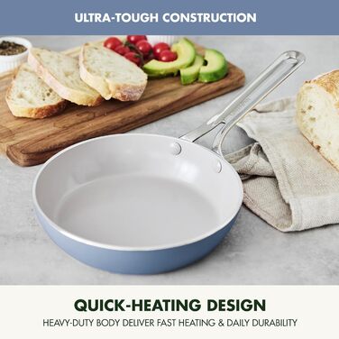 Набір сковорідок GreenPan Nova: 20.3 см та 25.4 см, індукційні, без PFAS, з антипригарним покриттям з кераміки, безпечні для здоров'я, можна мити в посудомийній машині та використовувати в духовці