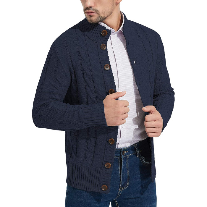 Чоловічий в'язаний кардиган NITAGUT, стильний зимовий, лаконічний, теплий, темно-синій
