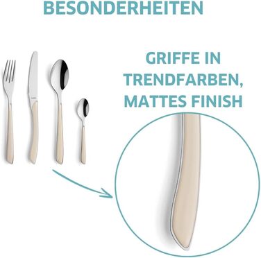 Набір столових приборів Kuppels Prisma для 6 осіб з нержавіючої сталі, рожеві ручки | 24 шт. | Нержавіючий | Столовий набір | Kuppels