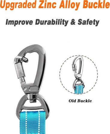Тактична повідок для собак AUBELL, міцна, світловідбиваюча, без натягу, з амортизатором, для середніх та великих собак, з м'якою ручкою, страхувальний ремінь для авто, поворот на 360°, зелений (M-L, синій)