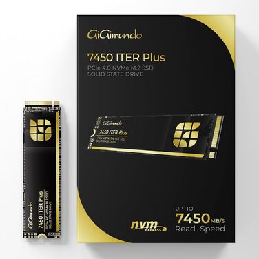 GiGimundo G7450ITERPlus 2TB SSD NVMe PCIe Gen4×4 - Внутрішній SSD диск 2280, 7100MB/s, 5000MB/s, 3D NAND TLC, сумісний з PS5 Pro