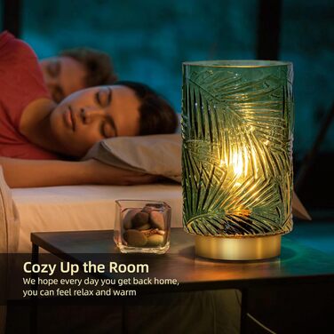 Настільна лампа MJ PREMIER акумуляторна LED з сенсорним вимикачем, регульована яскравість, скло, USB зарядка, аварійна лампа, зелена