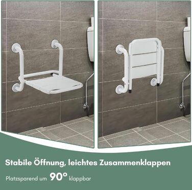 Ansobea Shower Stool for Seniors, Bath Stool, 7-Level Height Adjustable, 41-56 cm, Shower Chair with U-Shaped Hygiene Cutout, Bathroom Stool, Stable for the Shower (Type 6 Foldable Shower Seat)