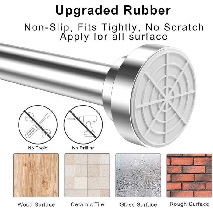 Телескопічна штанга для душу Siler 120-290 см, не потребує свердління, з нержавіючої сталі, висувна, регульована, для душу та ванни