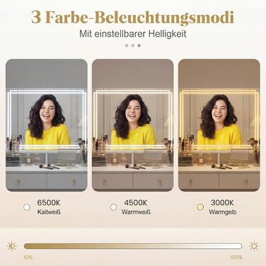 Дзеркало для макіяжу COSTWAY з підсвіткою, 3 режими світла, 5-кратне збільшення, сенсорне керування, поворотне на 360°, Голлівудське дзеркало (80 x 14 x 62 см)