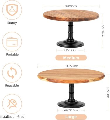 Дерев'яний етажерка/підставка для тортів та капкейків E-ROOM TREND | 1 ярус | з дубовим цоколем | для вечірок, дня народження, дитячого свята