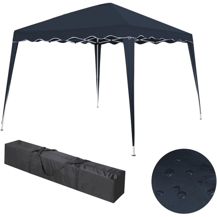 Foldable Gazebo 3x3m including bag | water-resistant, UV 50+ protection | Pop-up tent, foldable gazebo, garden tent, party tent, Capri | Click system metal frame (Blue)