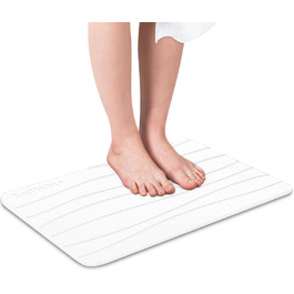 Amilutuo Badematte Stein, Diatomite Stone Bath Mat, Non-Slip Stone Bath Mat, Quick-Drying Stone Bath Mat (Gray-White C, 60 x 39 cm) Gray-White C 60 x 39 CM