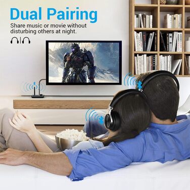 Bluetooth 5.0 Аудіоадаптер 3-в-1: Передавач, приймач, обхідник з низькою затримкою. Підтримка 2 навушників. AUX, Оптичний, RCA для TV, стереосистеми, ПК (Чорний)