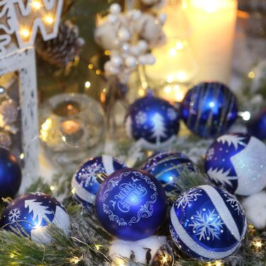 Декоративна куля на ялинку Sea Team з малюнком та блискучими прикрасами, набір (60 мм, 80 мм)