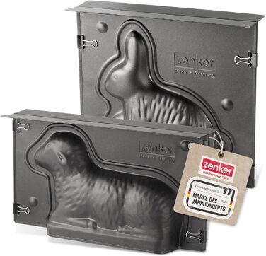 Easter Zenker Lamb and Bunny Baking Molds – 900 & 600 ml Filling Volume – 3D Cake Molds with Lamb and Bunny Motifs for Baking – Delicious Easter Decorations