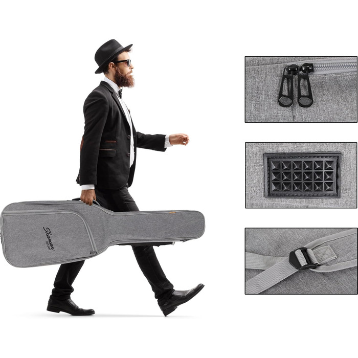 Чохол для гітари Shaman WGB-115 GY Premium-Line (для акустичної та електрогітари) - водовідштовхуючий, з підсиленим ручним захопленням та регульованими лямками