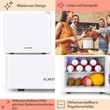 Міні-холодильник Klarstein для напоїв та догляду за шкірою, 17 л, 0-15°C, 3 режими охолодження, безшумний, для дому, офісу, кемпінгу (білий)
