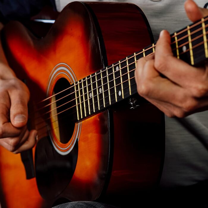 3rd Avenue 4/4 Вестерн-гітара: комплект для початківців з чохлом, медиатором та запасними струнами – 6 місяців БЕЗКОШТОВНИХ уроків (Sunburst)