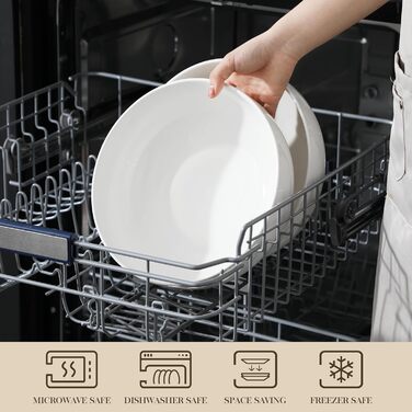 Набір супових та салатних мисок MALACASA (3 шт., 3.4L, 1.8L, 0.8L) з порцеляни. Підходить для супу, салату, рамену, фруктів та мюслі. Серія Regular (білий)