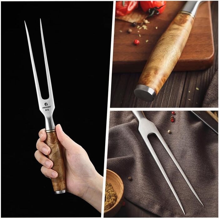 HEZHEN Кухонний ніж Gyuto з дамаської сталі 21 см, VG10, преміум-якість, серія Master, ручка з берези, для дому та ресторану