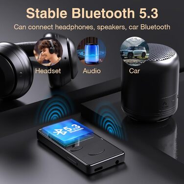 MP3-плеєр Bluetooth 5.3 HiFi, FM-радіо, 32GB, з навушниками, підтримка TF-карт (Чорний)