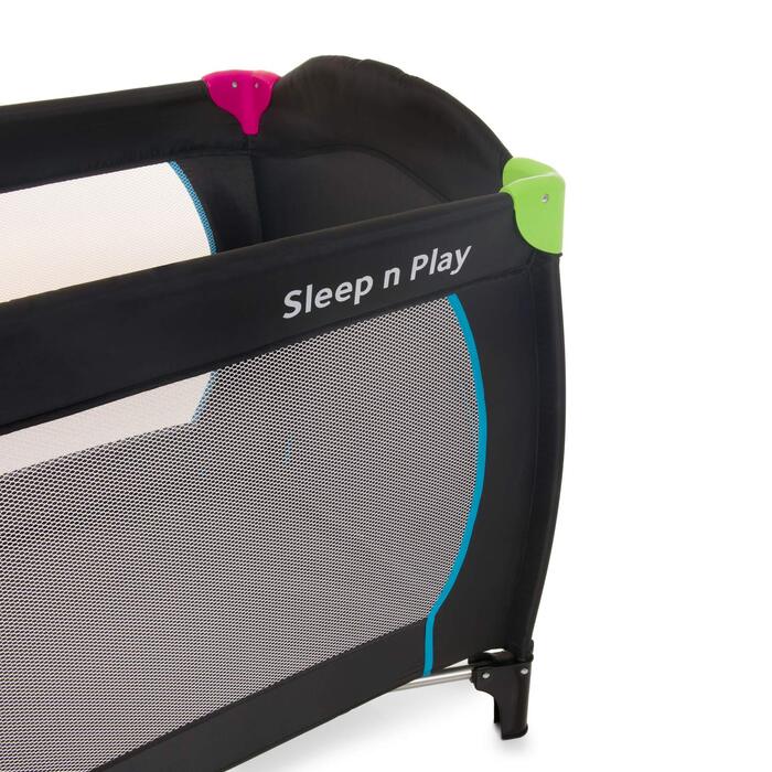 hauck Sleep N Play Go Plus Travel Bed with Carry Bag, Wheels, Play Tunnel, Compact Folding, Baby Travel Bed for Toddlers from Birth to 15 kg (Multicolor Black) Multicolor Black Sleep N Play Go Plus