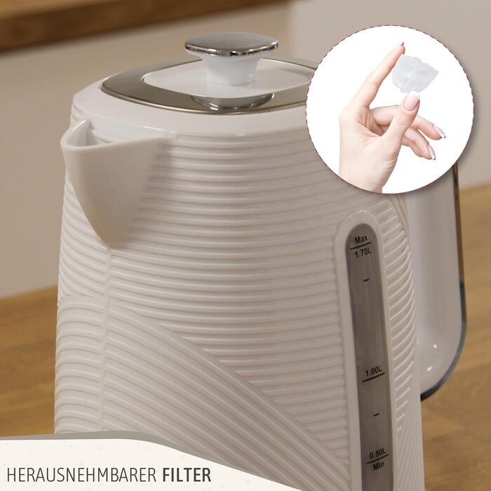 Набір для сніданку Briebe Elegance: тостер на 2 підсмажування, 7 рівнів підсмажування + чайник 1,7 л, 2200 Вт, BPA-free, сучасний дизайн (білий)