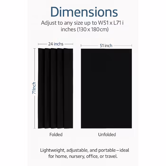 Curtains with suction cups, for home or travel, black