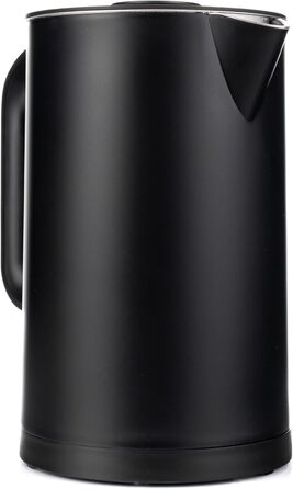 Електричний чайник LEHMANN з нержавіючої сталі 1,7л, 2200W, швидкий нагрів, подвійні стінки, автовимкнення та захист від перегріву, BPA-free, для дитячого харчування, чаю та кави, чорний